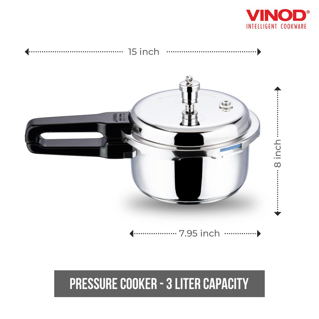 Stainless Steel Pressure Cooker, Outer Lid, 3 Litre U517