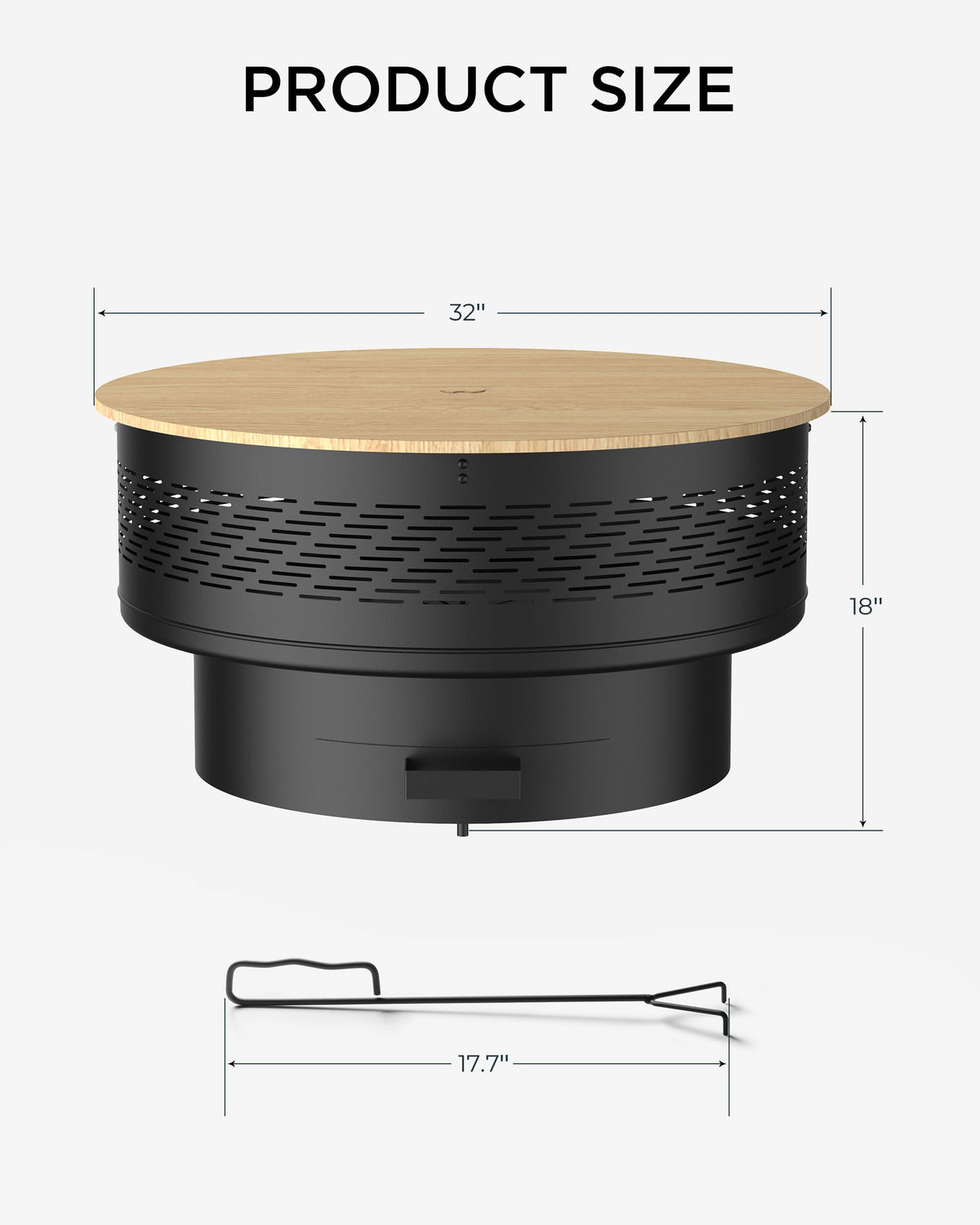 32" Round Wood Burning Fire Pit with Cooking Grill J893
