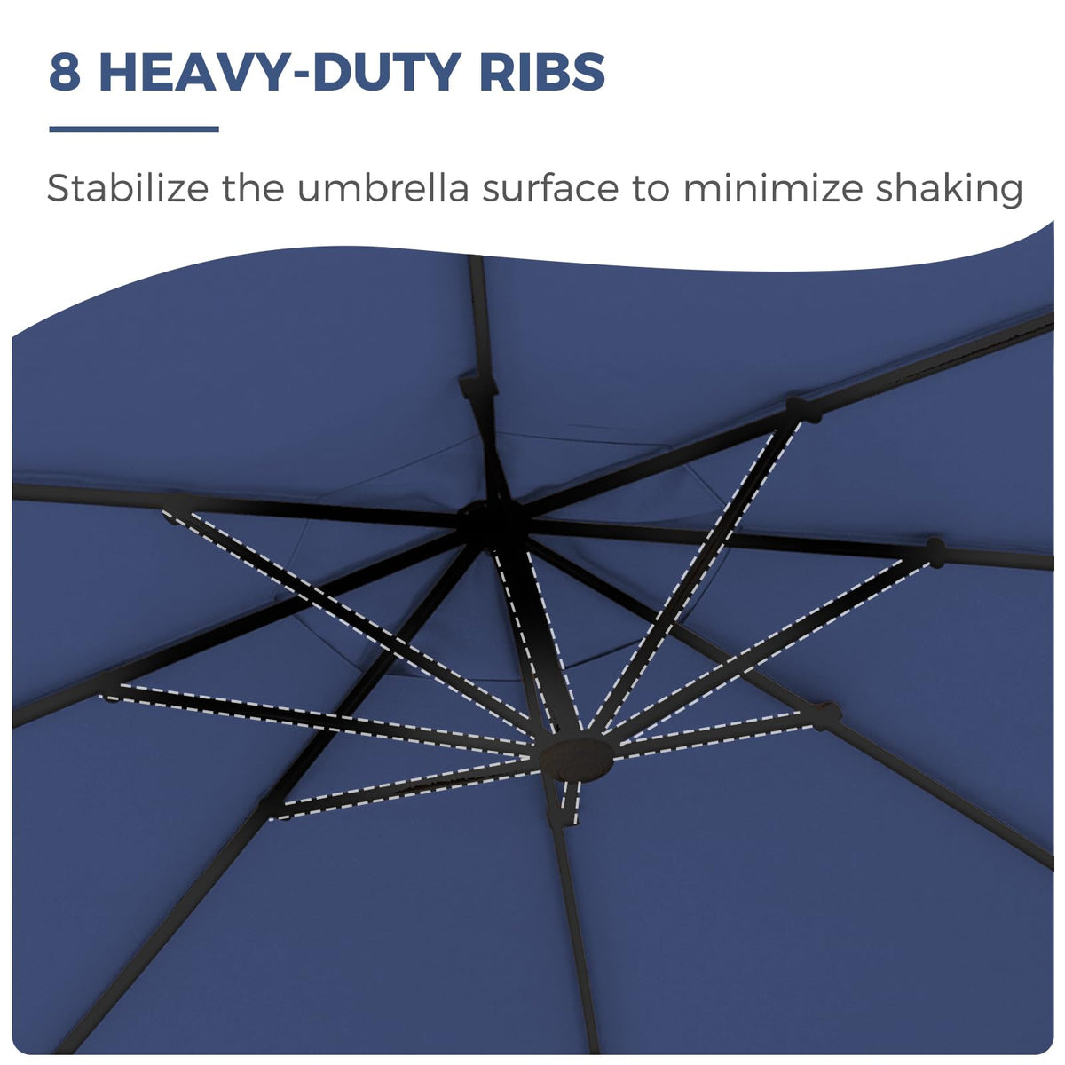 9x12 FT Navy Blue Cantilever Umbrella with Base & Cover T739554
