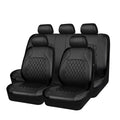 Faux Leather Car Seat Covers Full Set, Airbag Compatible, Breathable, All Black A602179