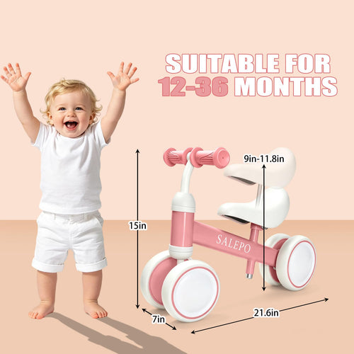 12-36 Month Baby Balance Bike with 4 Wheels & Soft Seat O971