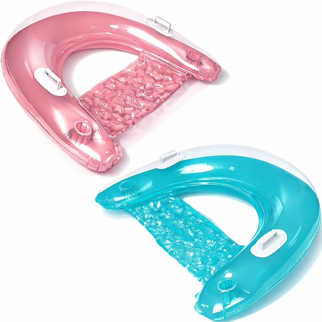 Inflatable Pool Chair Float 2 Pack with Drink & Phone Holder X34707