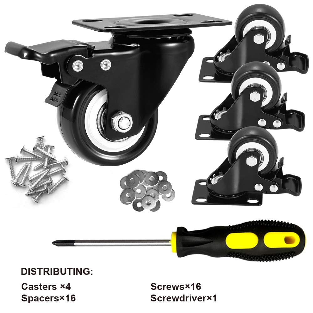 2" Caster Wheels Set of 4 with Brake Q732659