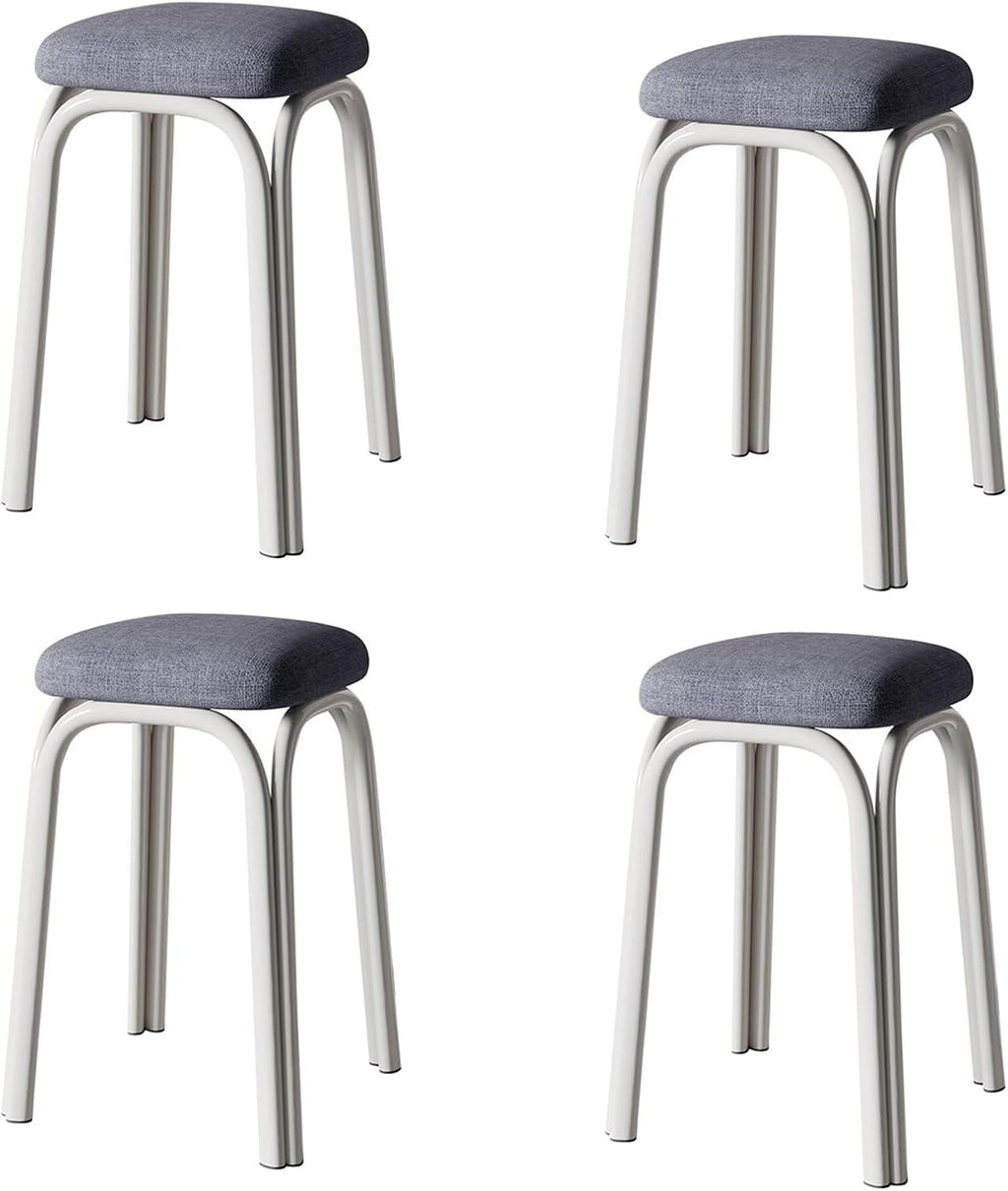 Set of 4 Green Metal Stacking Stools E375151