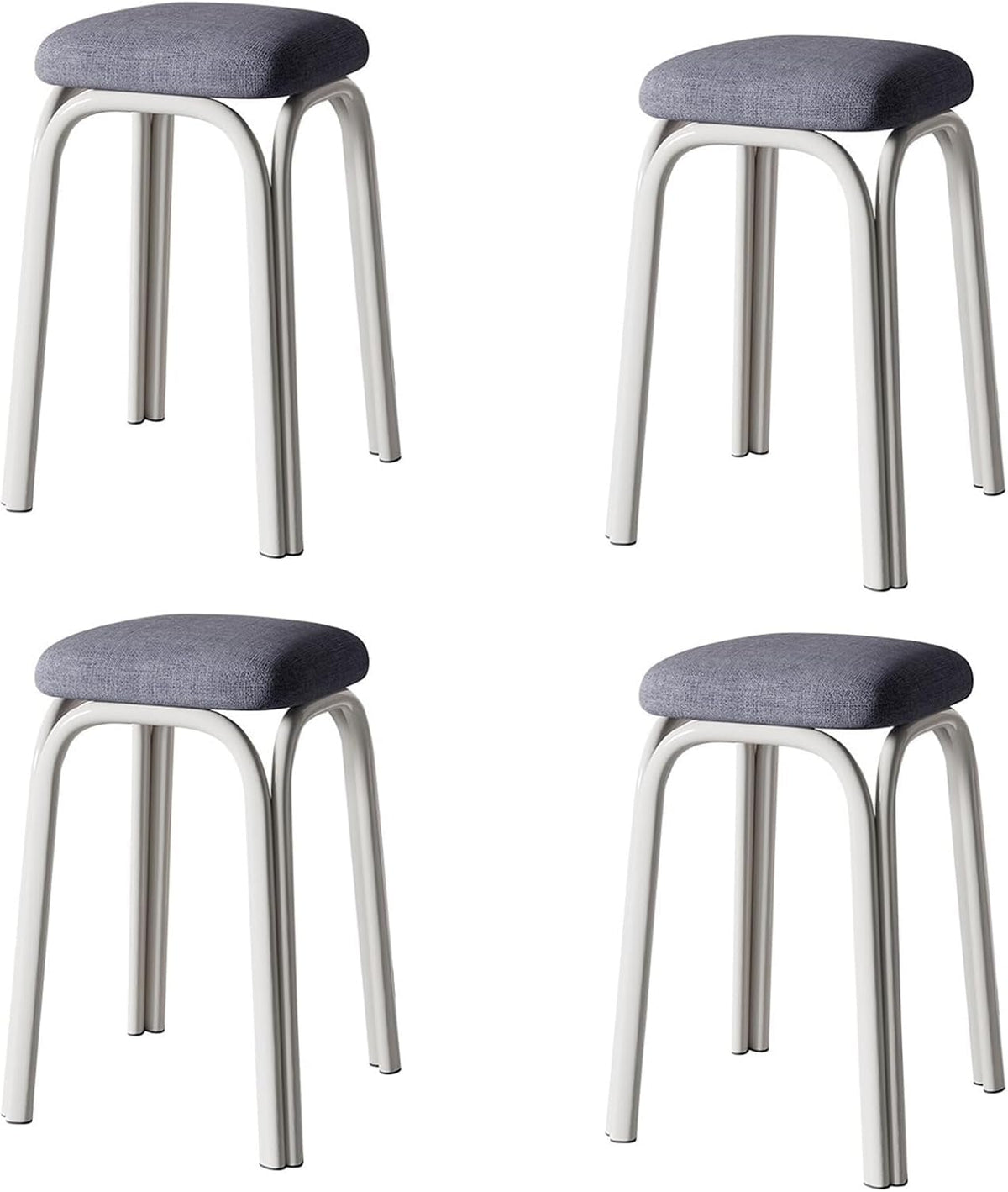 Set of 4 Green Metal Stacking Stools E375151