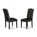 Set of 2 Black Pu Leather Parsons Chairs M651