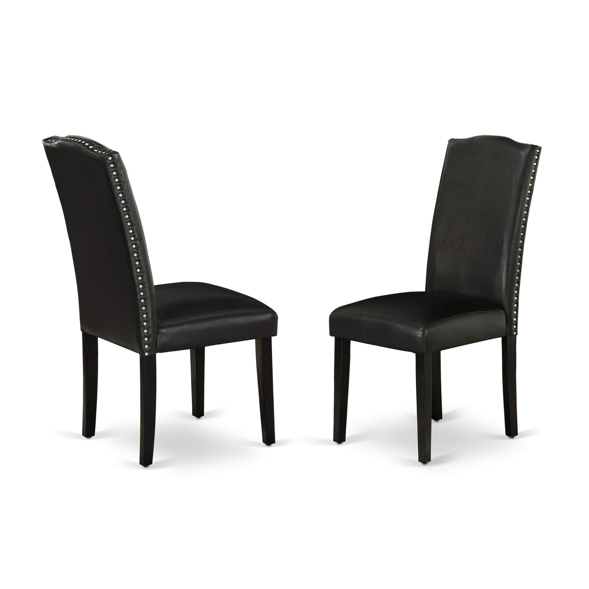 Set of 2 Black Pu Leather Parsons Chairs M651