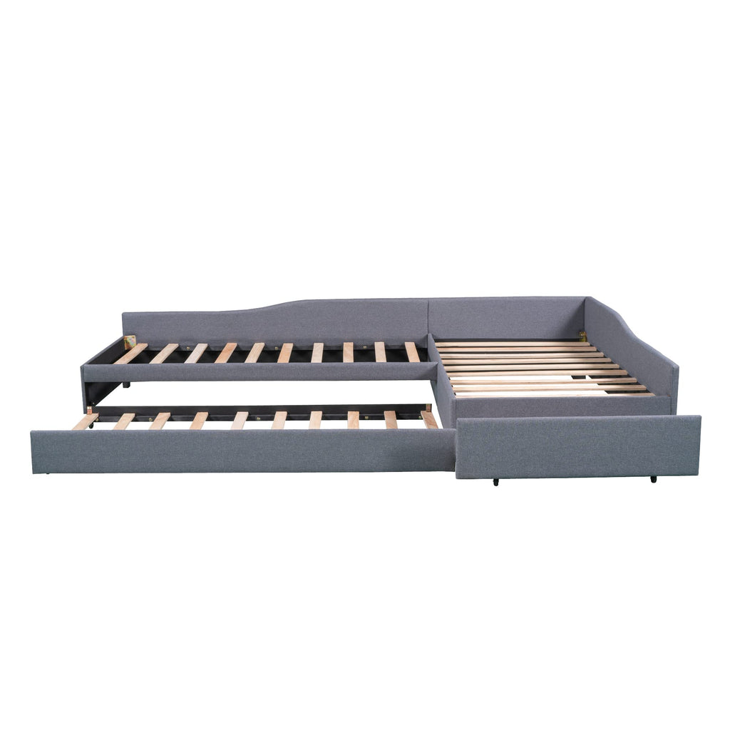 L Shaped Twin Daybed with Trundle and Storage Drawers T11125