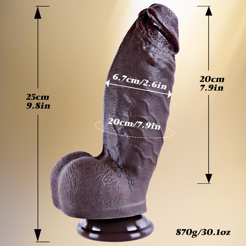 10 Inch Realistic Black Silicone Dildo with Suction Cup L183633