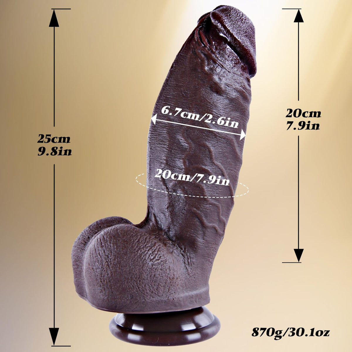 10 Inch Realistic Black Silicone Dildo with Suction Cup L183633