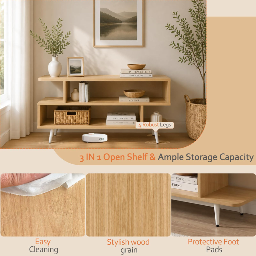 TV Stand with 3 Open Storage Shelf Y861