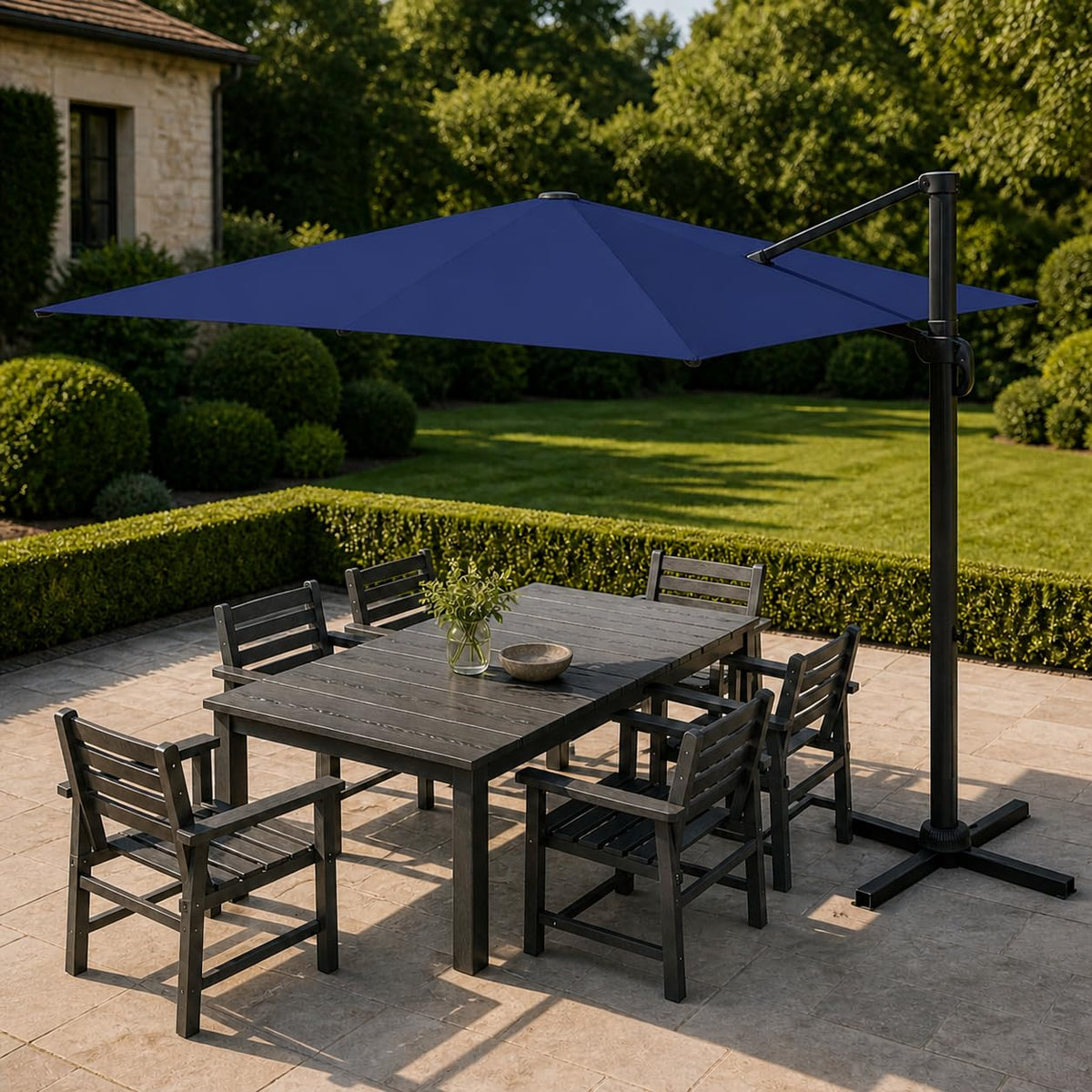 9' X 12' Aluminum Cantilever Patio Umbrella with 360-degree Rotation S8385