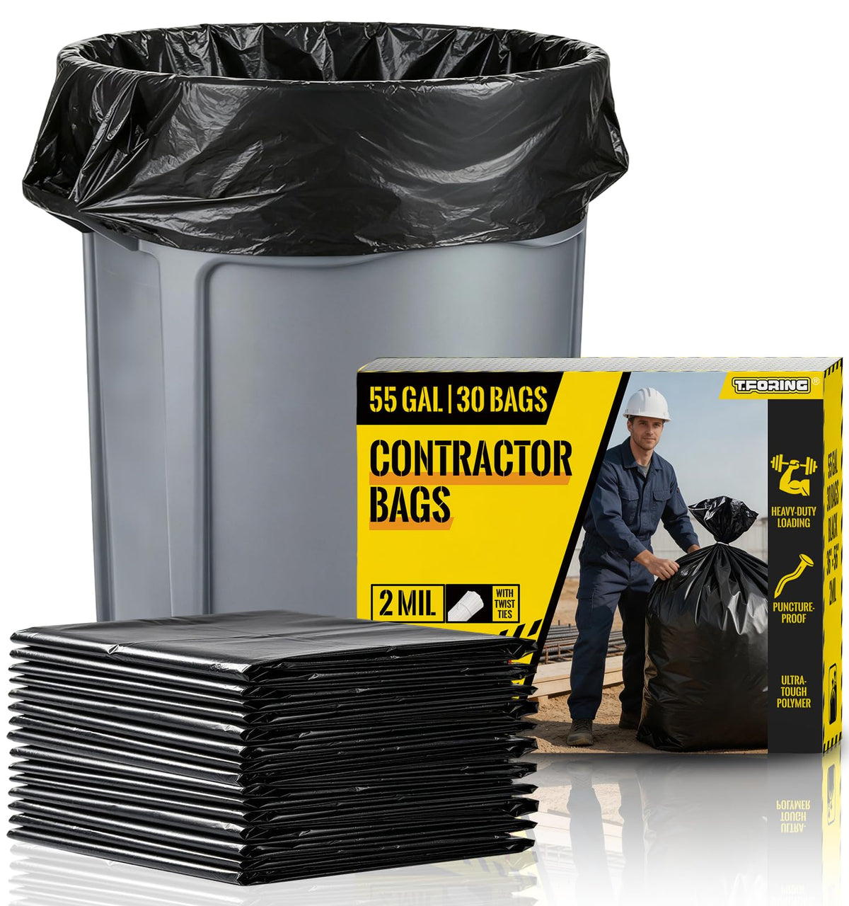 55 Gallon Heavy Duty 2 Mil Black Garbage Bags R99023