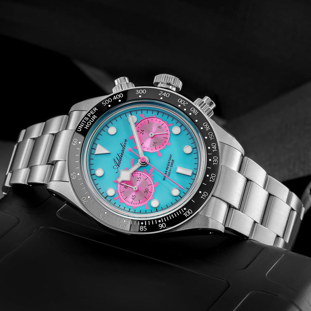Mens Chronograph Watch Ceramic Tachymeter Bezel 100 M Waterproof U2976