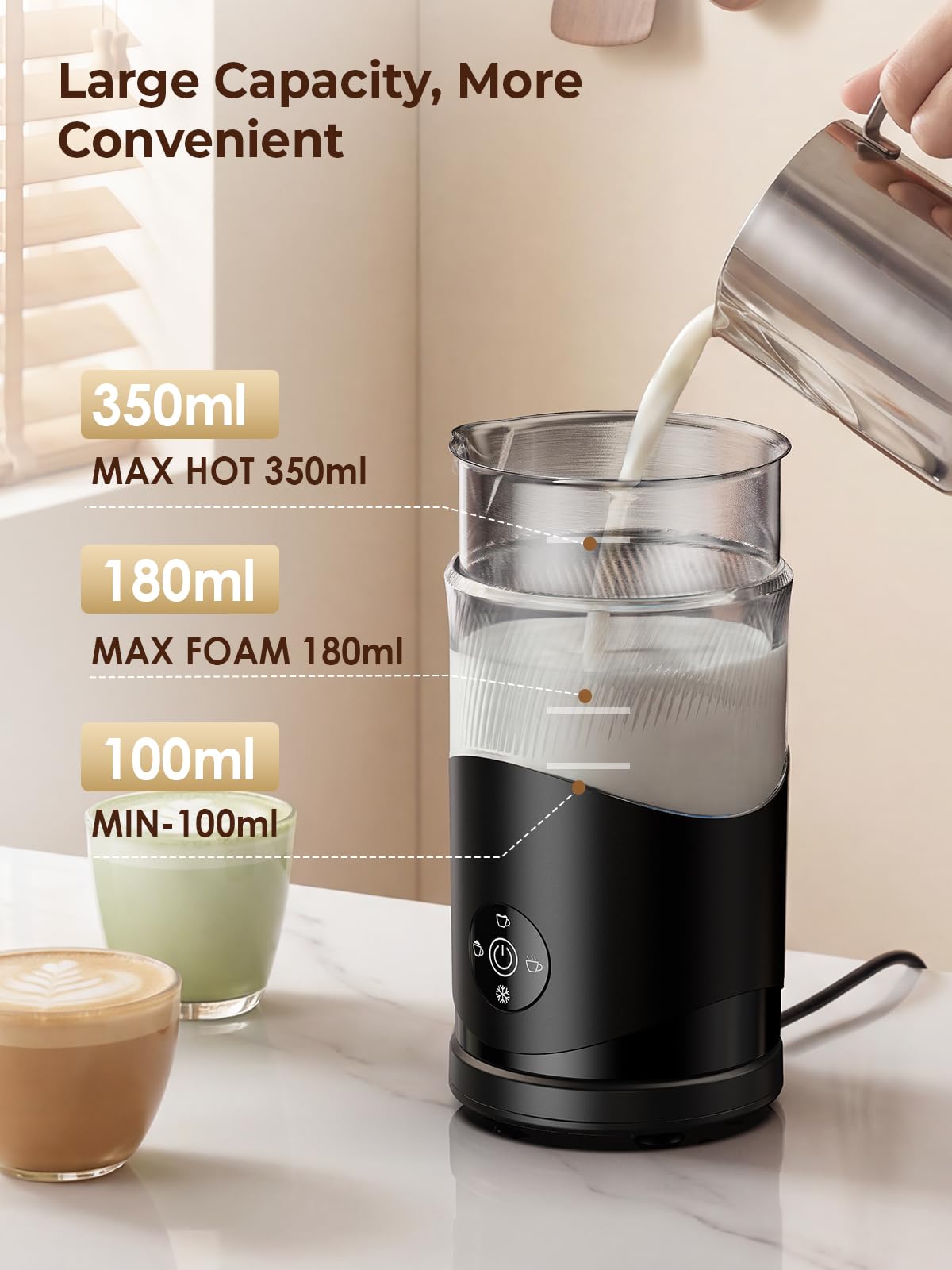 350ml Electric Milk Frother 4-in-1 Hot & Cold U153608