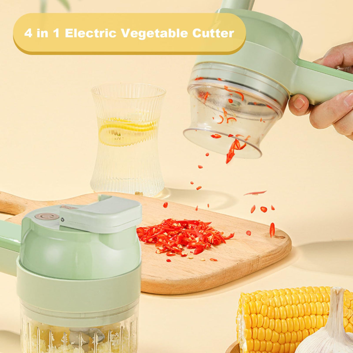 Portable Wireless Electric 4-in-1 Vegetable Cutter Set P6142