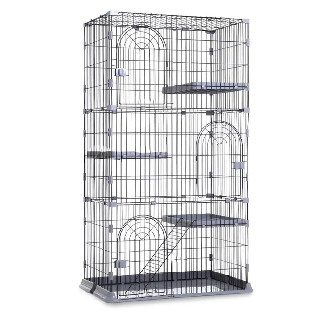 3/4-Tier Wire Cat Cage Playpen Kennel with Hammock H1432