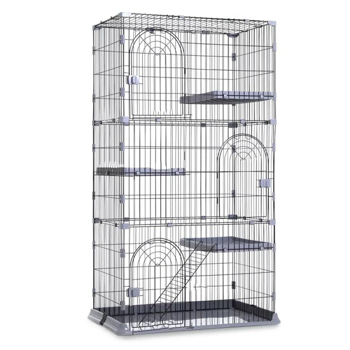 3/4-Tier Wire Cat Cage Playpen Kennel with Hammock H1432