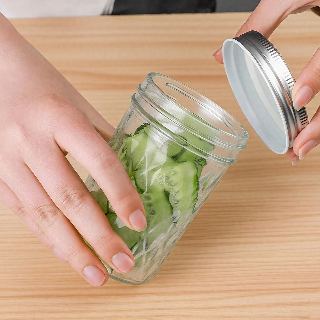 12oz Glass Mason Jars 6 Pack Airtight Lids S821
