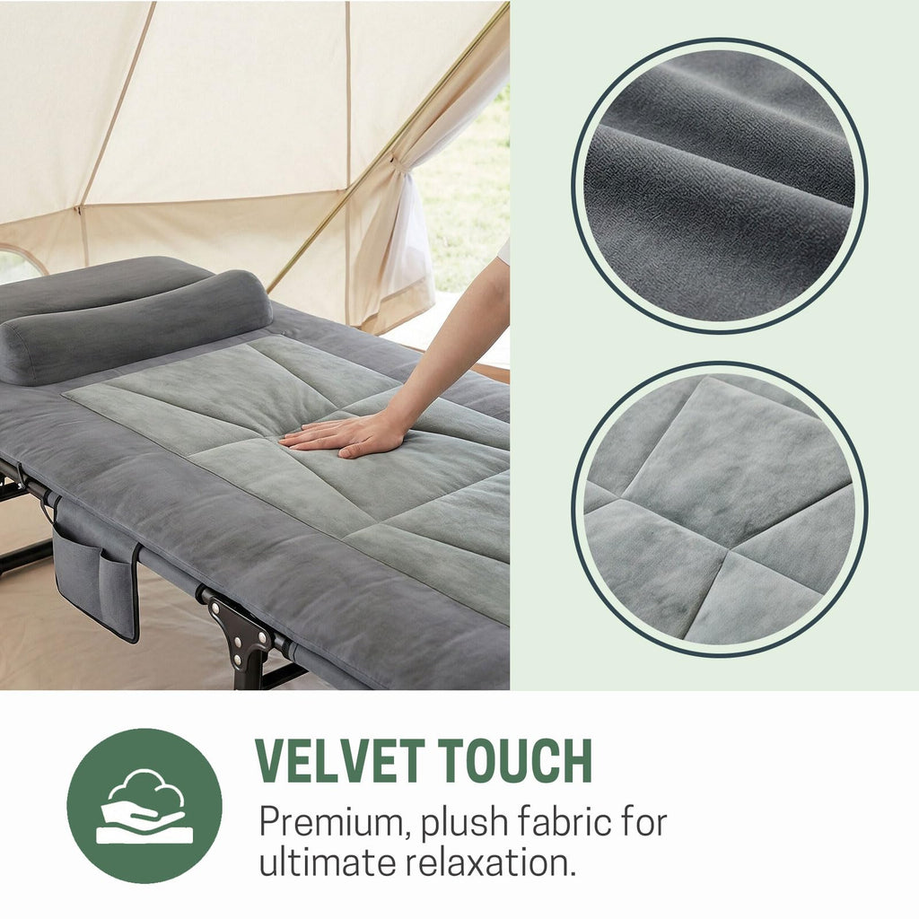 Folding Camping Cot with Pad and Pillow Q23394