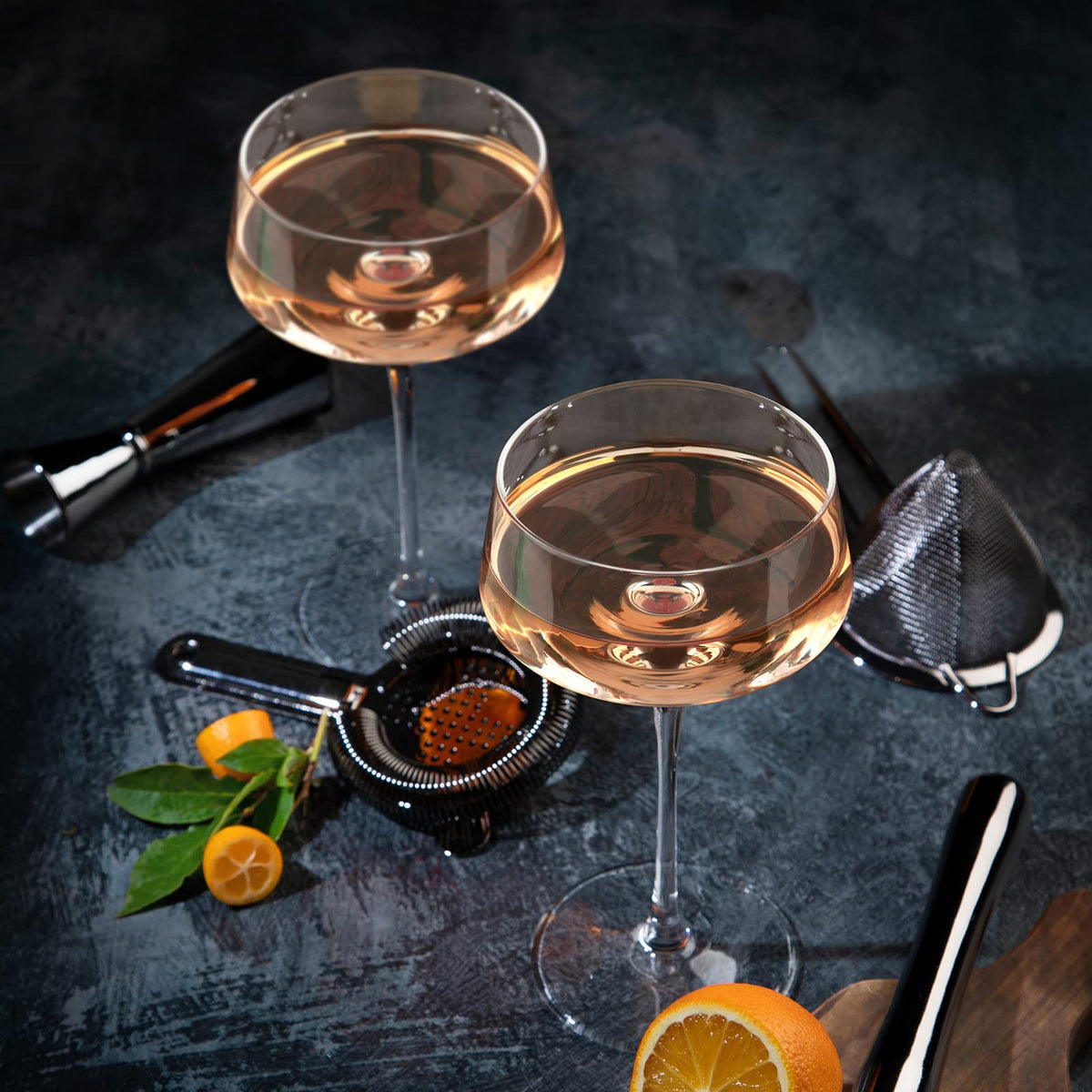 Martini Glasses Set of 6, 8Oz Hand Blown Crystal Cocktail Glasses O9492