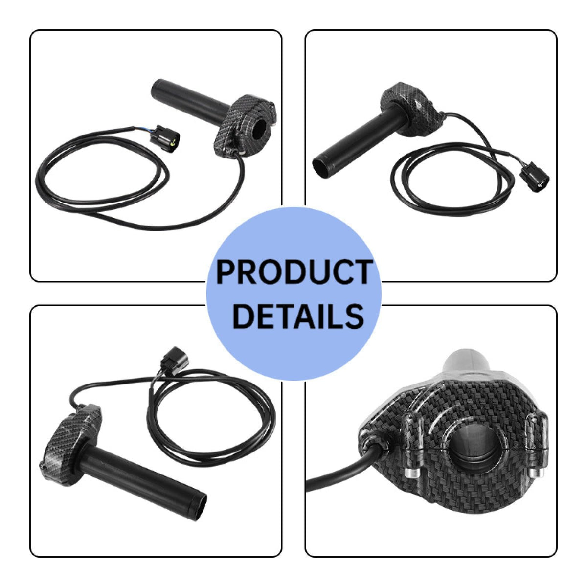 Electric Dirt Bike Twist Throttle Metal Housing Ribbed Grip 3 Pin Sealed Connector G82283
