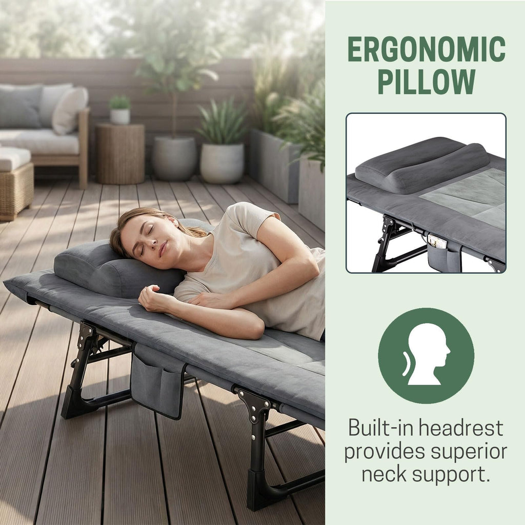 Folding Camping Cot with Pad and Pillow Q23394