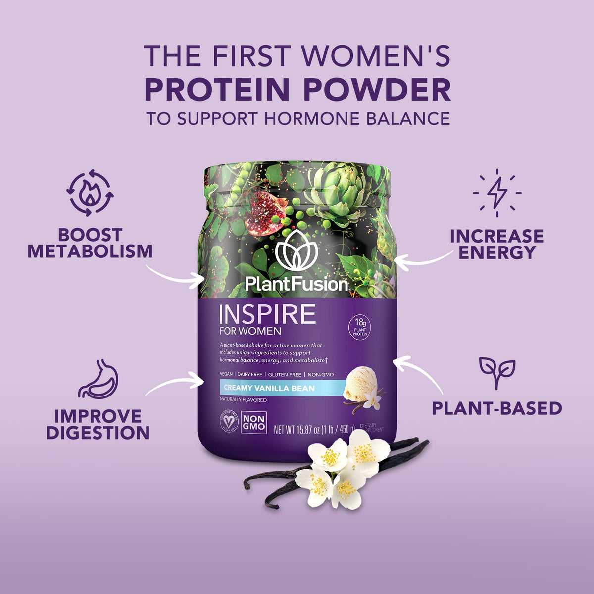 Plant Protein Powder Creamy Vanilla Bean 1 lb Y314976