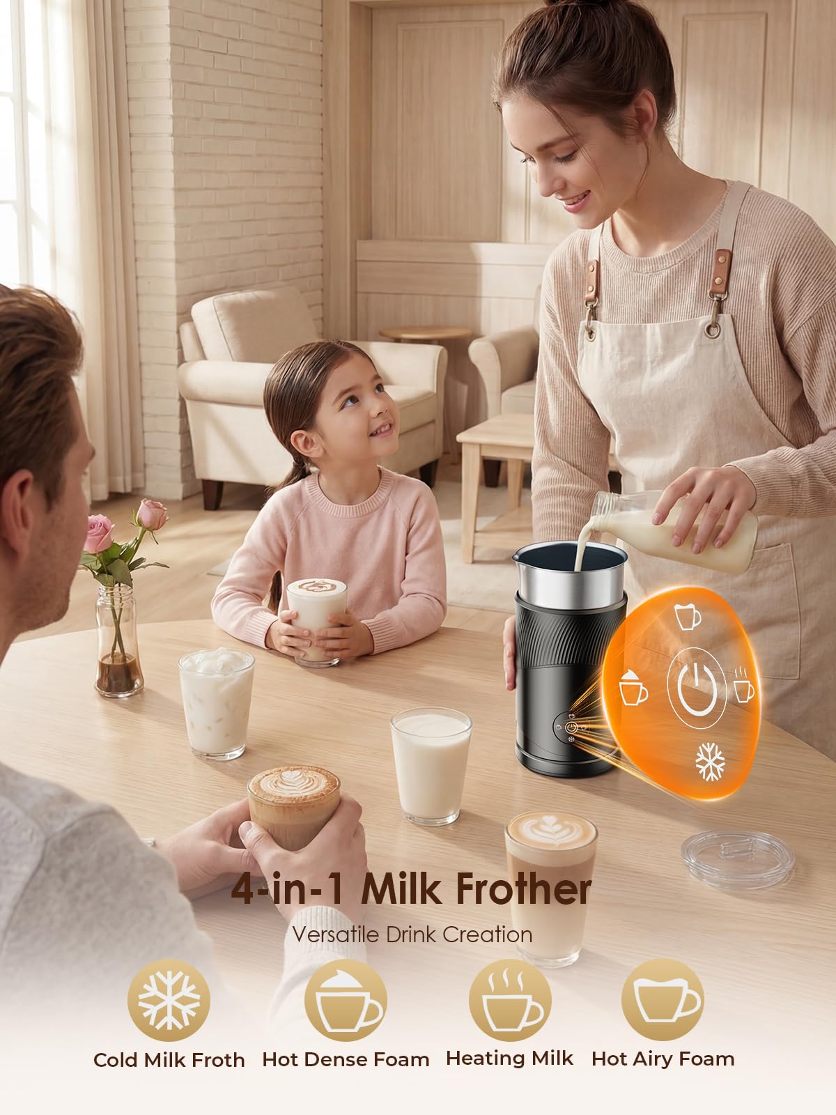 350ml Electric Milk Frother 4-in-1 Hot & Cold U153608