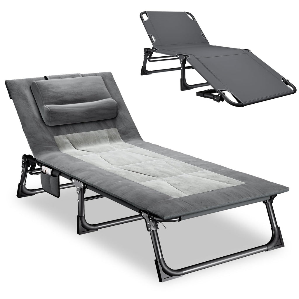 Folding Camping Cot with Pad and Pillow Q23394