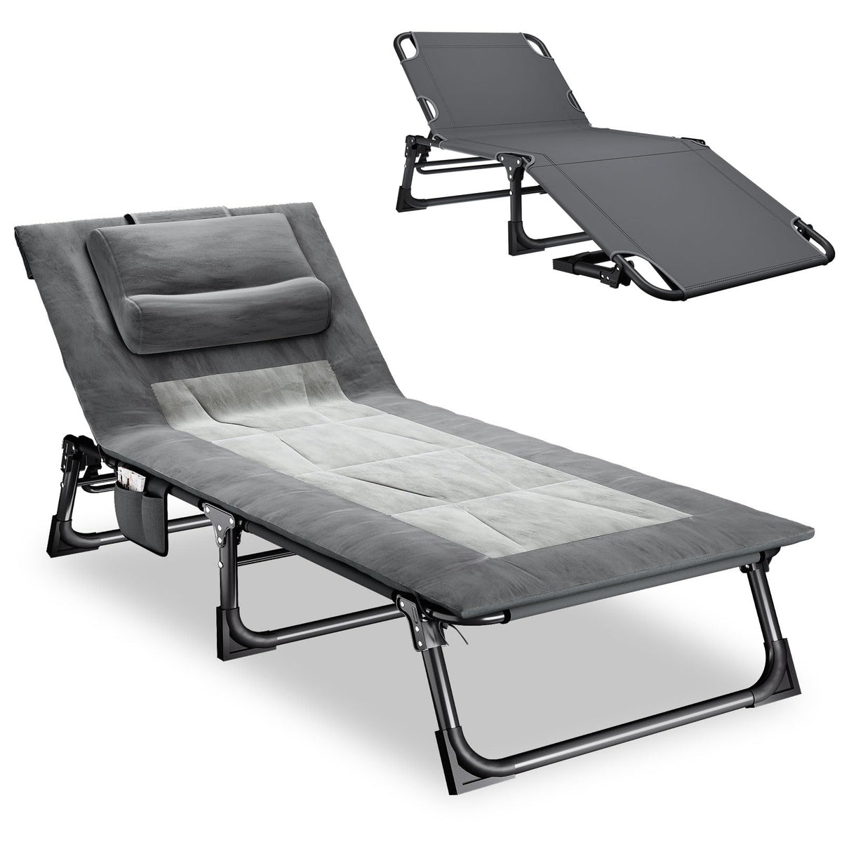 Folding Camping Cot with Pad and Pillow Q23394