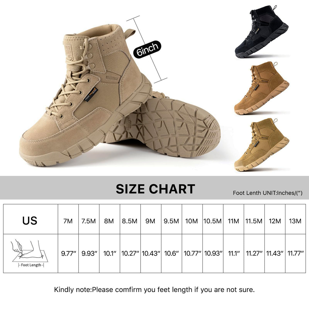 Men's 6 Inches Lightweight Waterproof Suede Leather Work Boots L770
