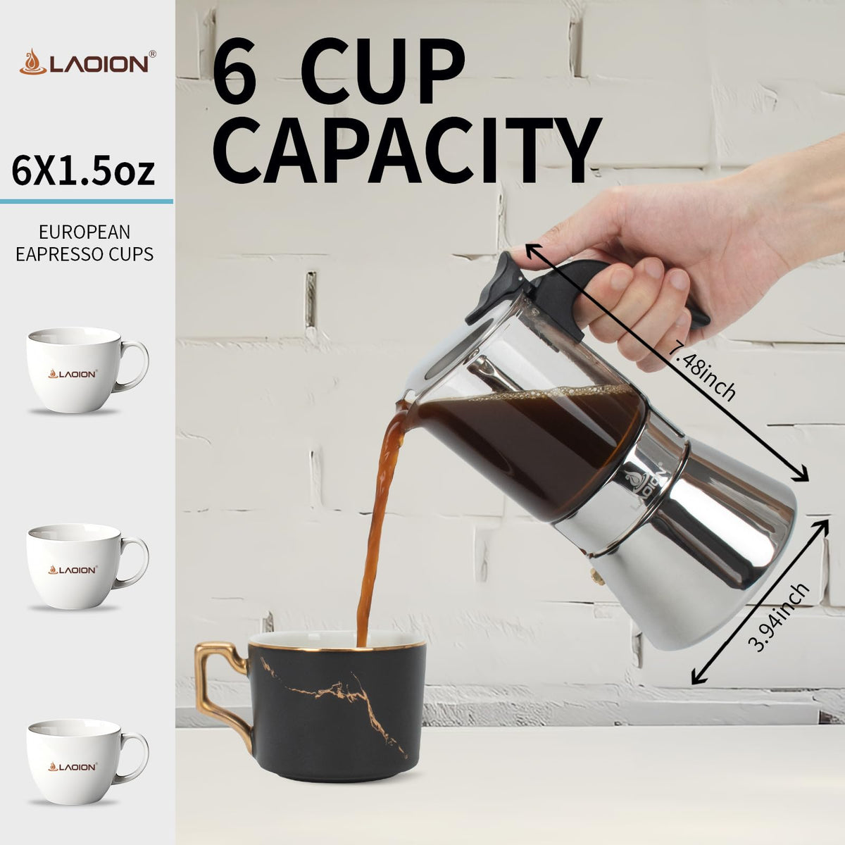 Stovetop Espresso Maker 6 Cup Moka Pot U720596