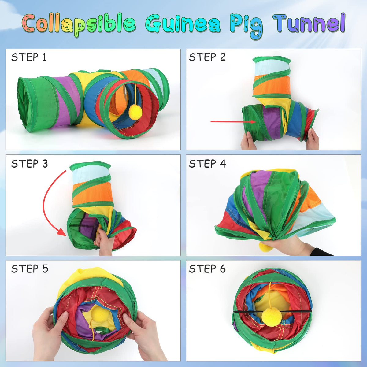 Guinea Pig Tunnels & Tubes Collapsible Small Animal Hideout G616284