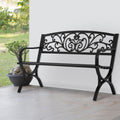 50" Outdoor Garden Bench Black 480lbs Load Capacity S6960