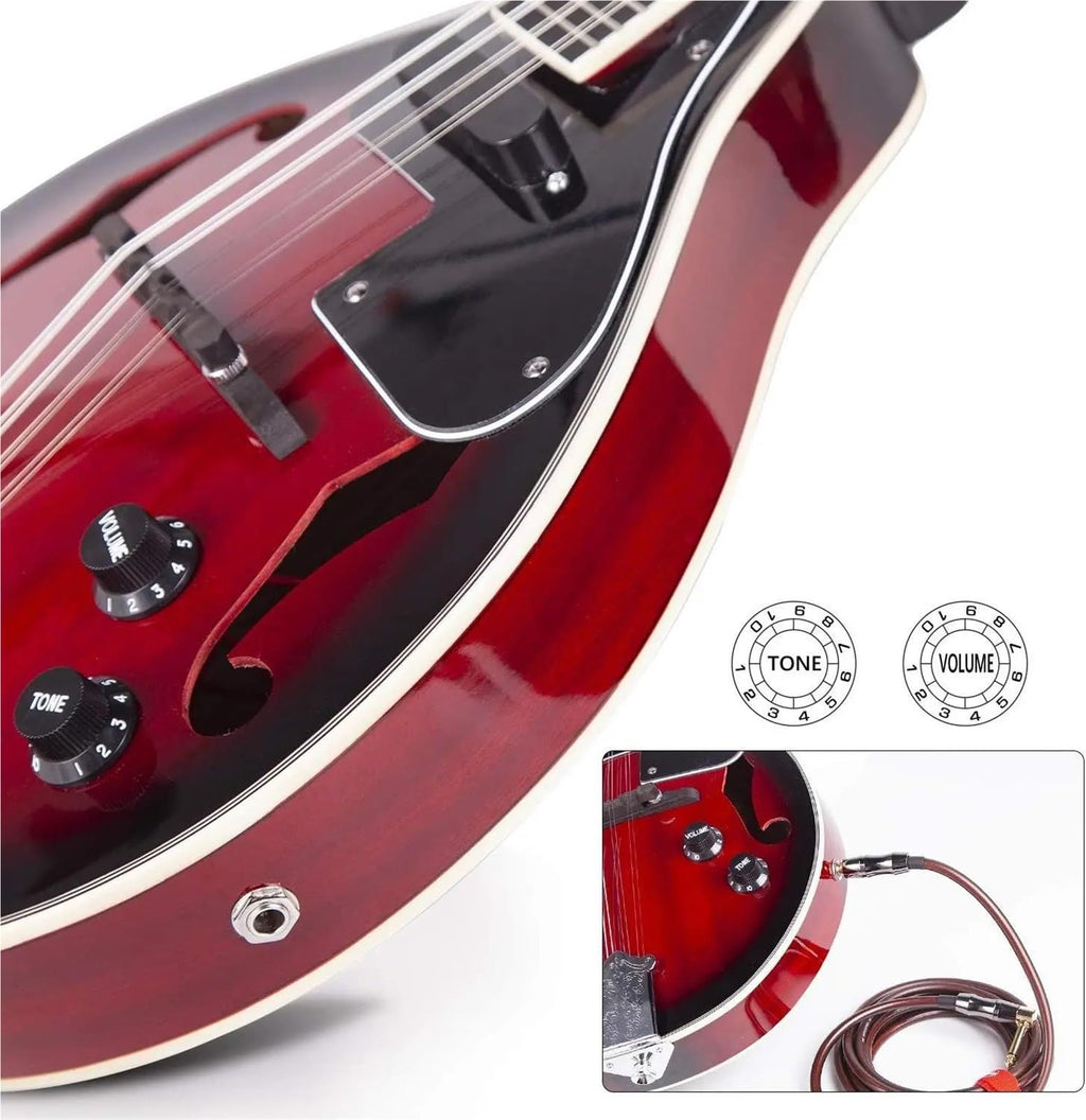 Red Sunburst Mahogany Wood A Style Acoustic Electric Mandolin K2358