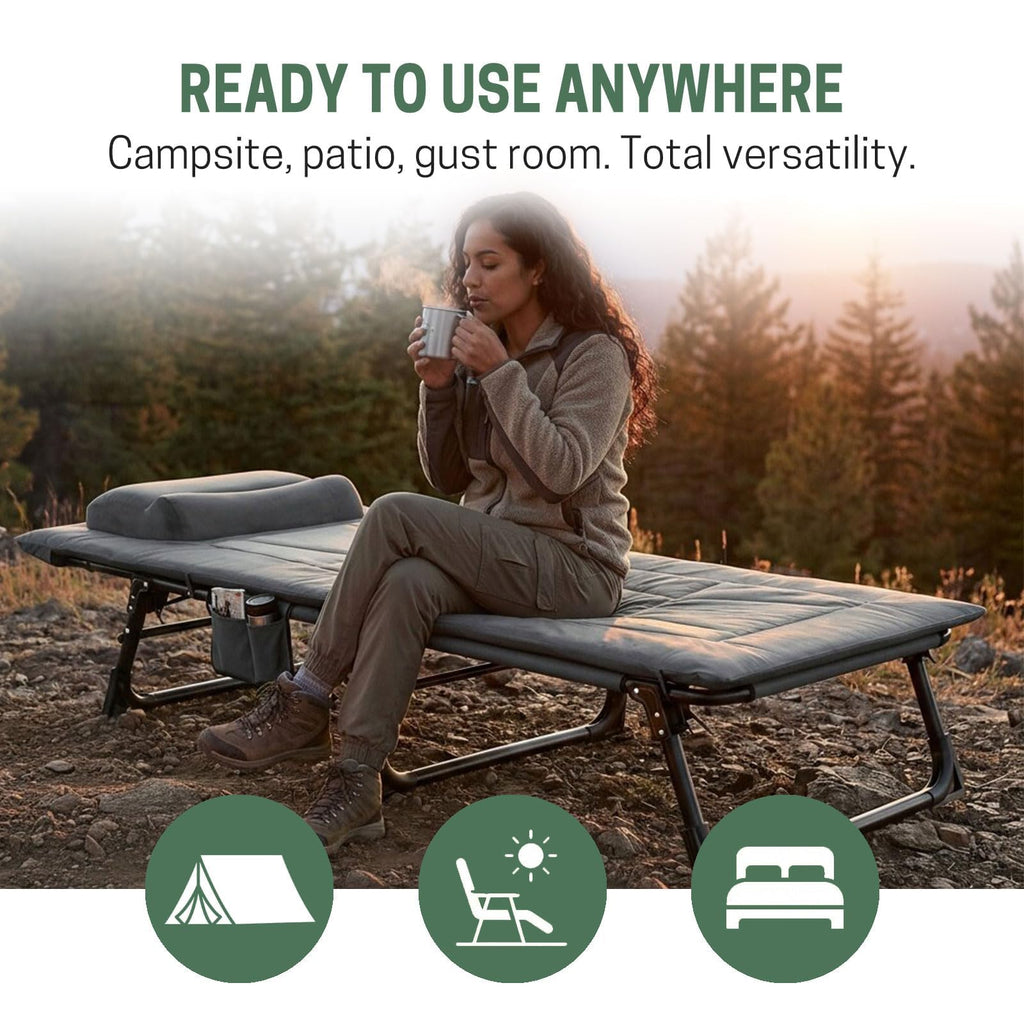 Folding Camping Cot with Pad and Pillow Q23394