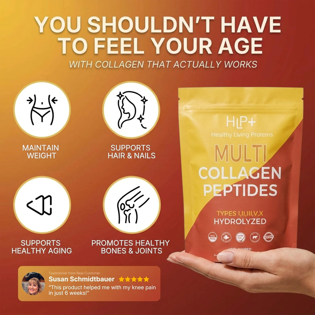 Multi Hydrolyzed Collagen Peptides Type I, II, III, V, & X Grass Fed Bovine Wild Caught Marine Free Range Chicken Gluten Free Unflavored 1 Pound O262001