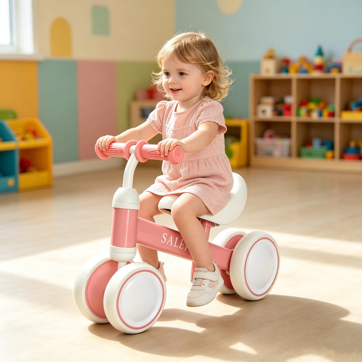 12-36 Month Baby Balance Bike with 4 Wheels & Soft Seat O971
