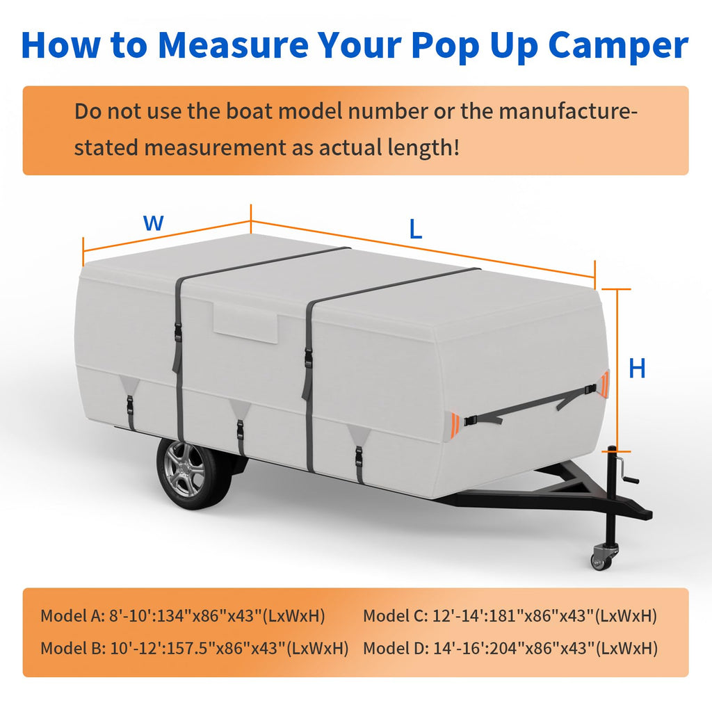 900D Oxford Waterproof Pop Up Camper Tent Trailer Cover, 14-16ft H518833