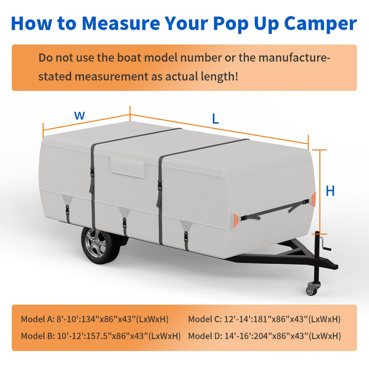900D Oxford Waterproof Pop Up Camper Tent Trailer Cover, 14-16ft H518833