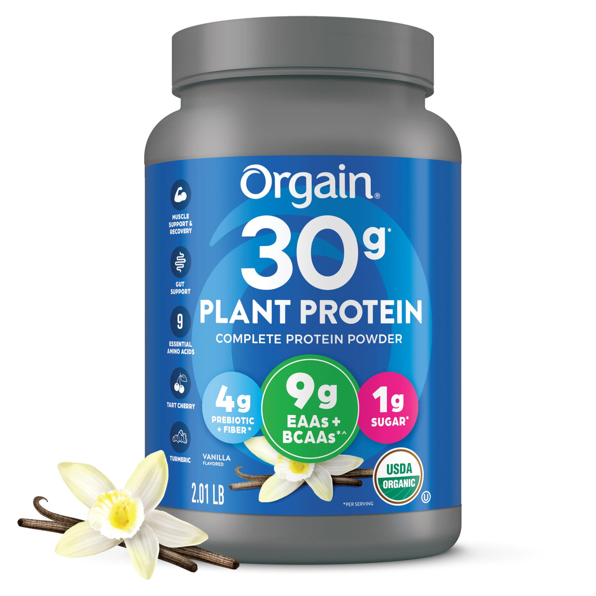 Organic Vegan 30g High Protein Powder Vanilla 2.01 lb V384198
