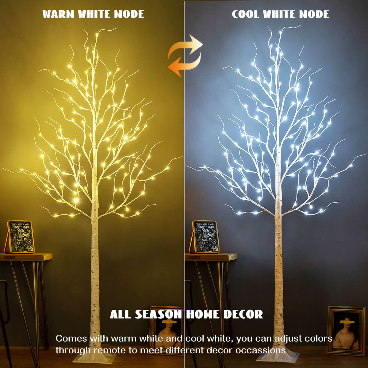 8ft 136LED Lighted Artificial Birch Tree with Timer P213