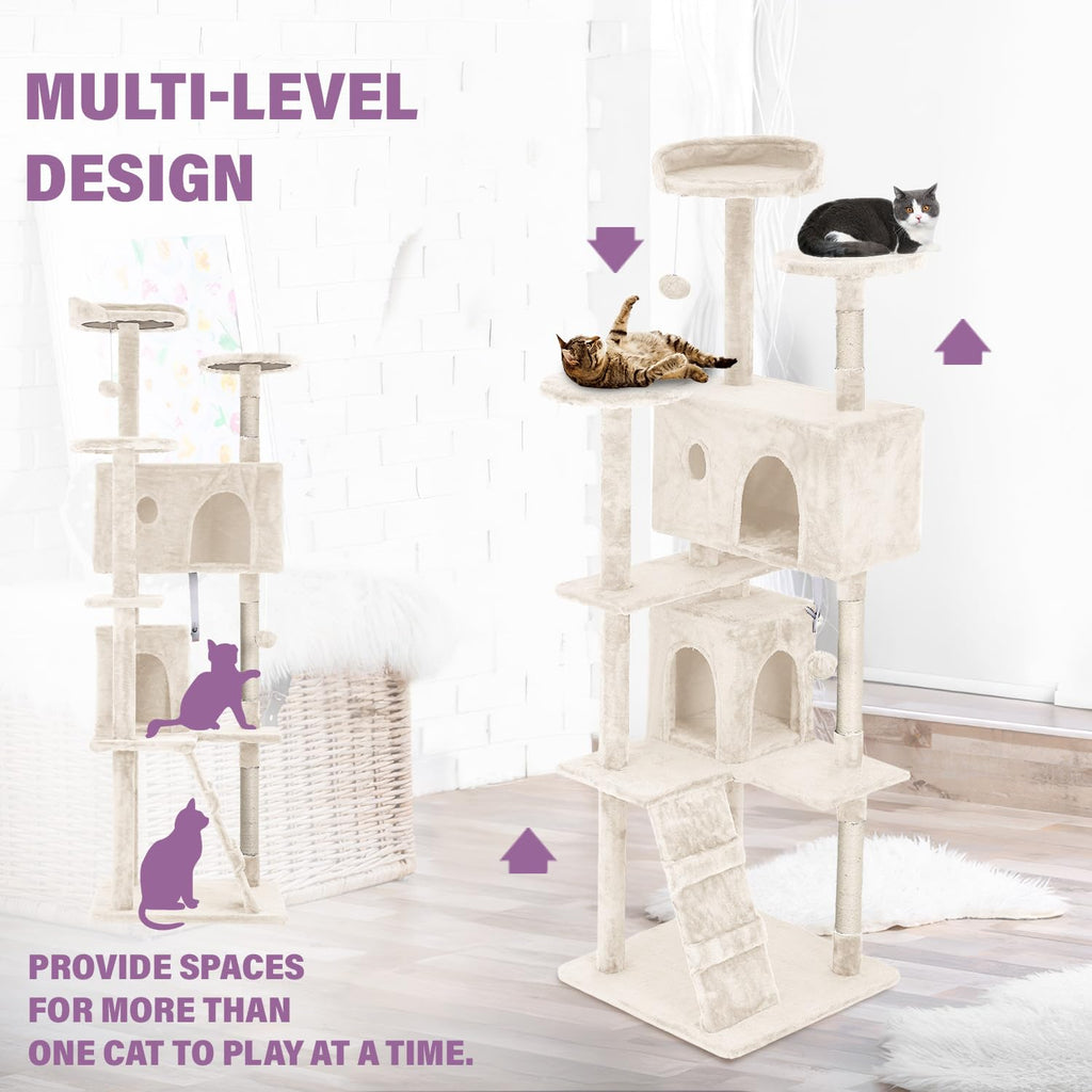 70 Inches Multi-Level Cat Tree with Scratching Posts W502