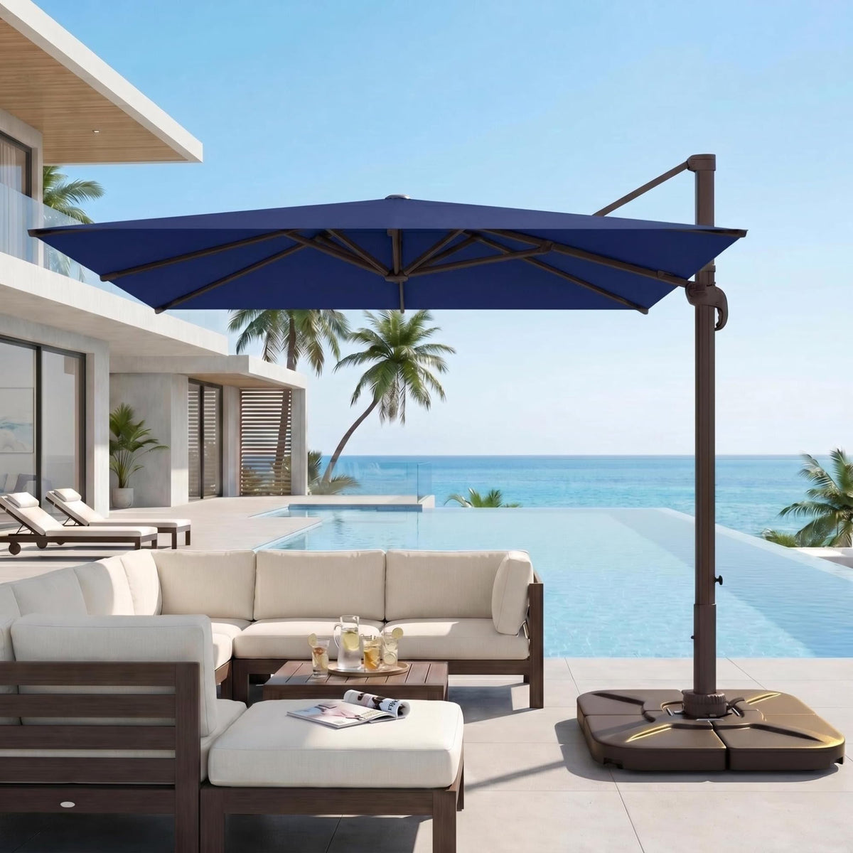 9' X 12' Aluminum Cantilever Patio Umbrella with 360-degree Rotation S8385
