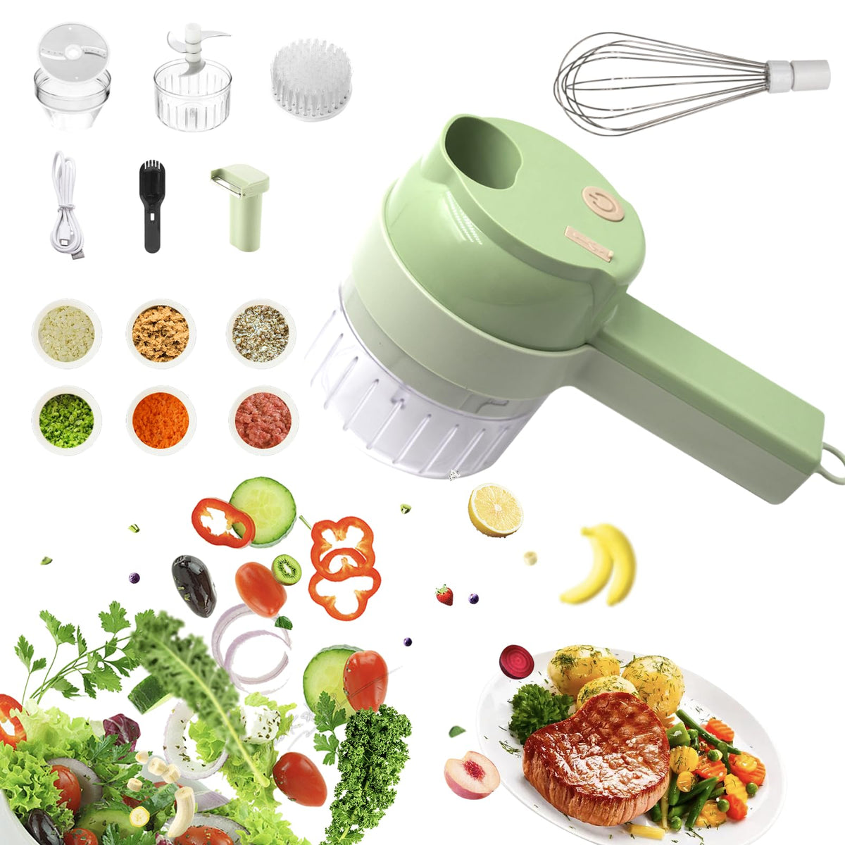 Portable Wireless Electric 4-in-1 Vegetable Cutter Set P6142