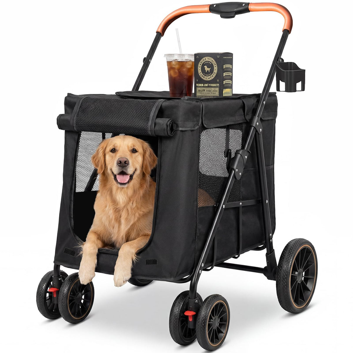 Foldable Pet Stroller up to 80 lbs with All-Terrain Wheels Z83070