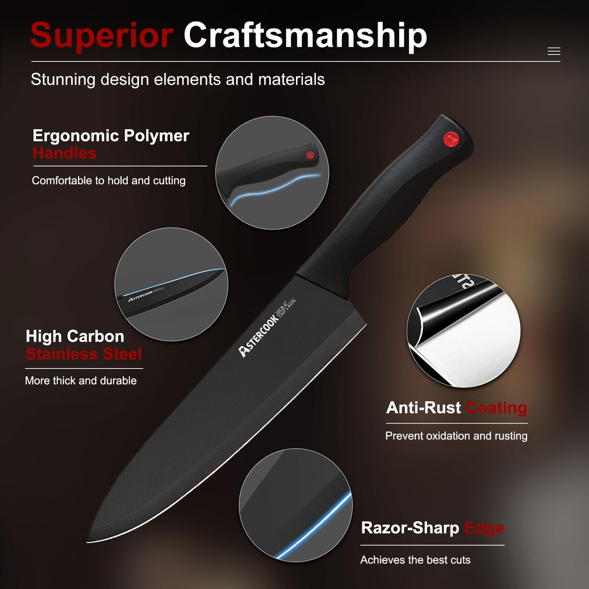 15 Pc German Knife Set with Block and Sharpener P1267