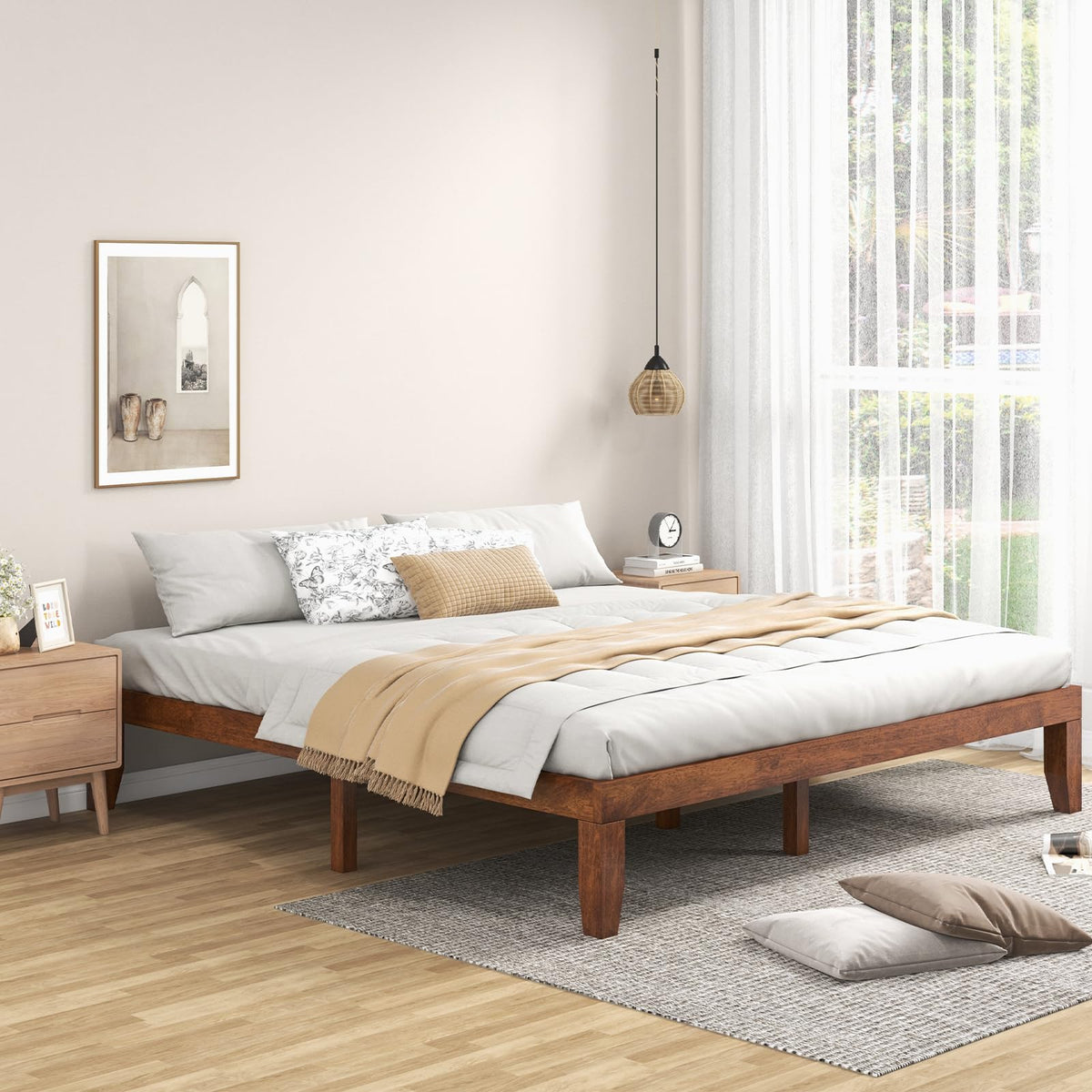 14 Inches Wood Platform Bed Frame King Size W592