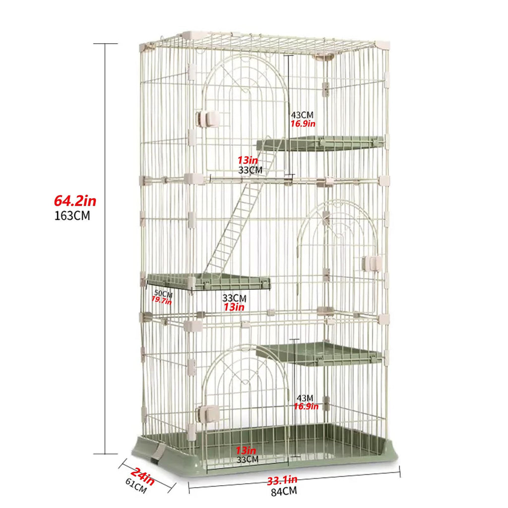 3/4-Tier Wire Cat Cage Playpen Kennel with Hammock H1432